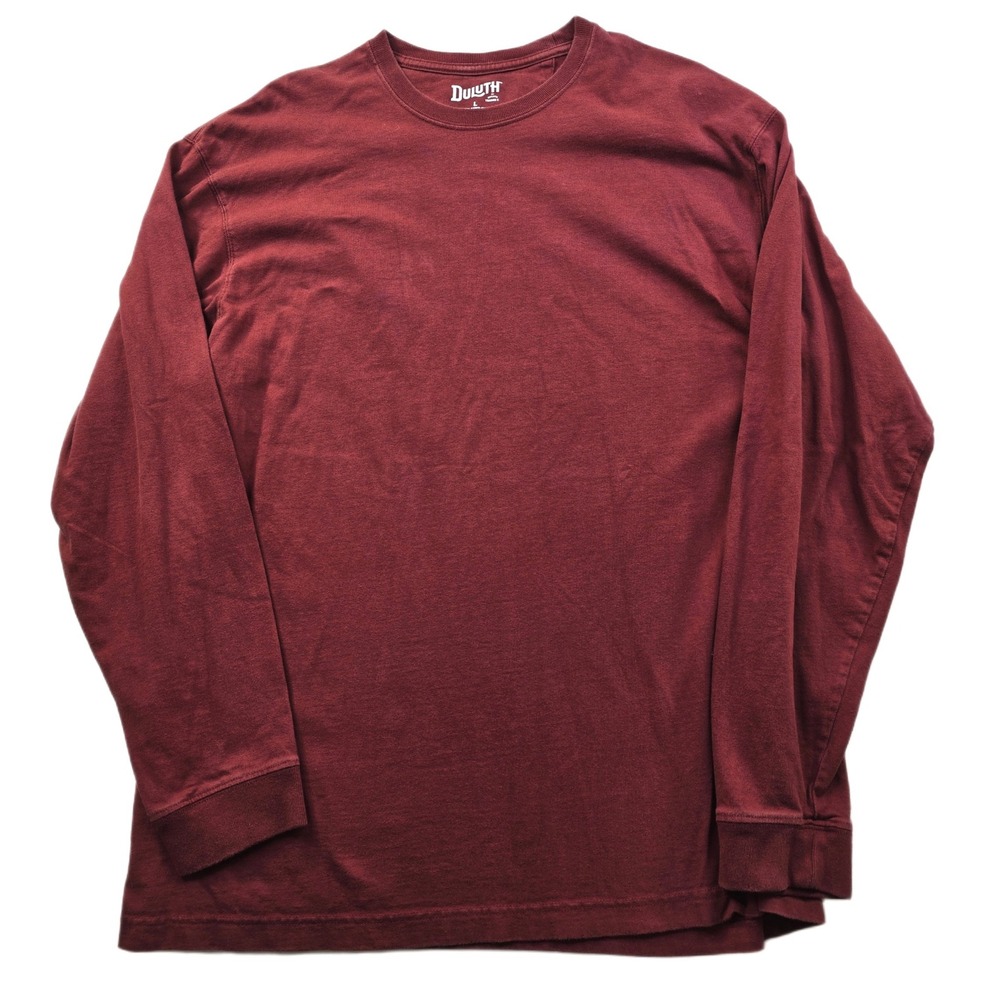 Duluth Trading Long Sleeve T-Shirt Mens Large Burgundy Cotton Longtail Tail